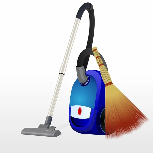 Vacuum cleaner and broom — Stock Vector