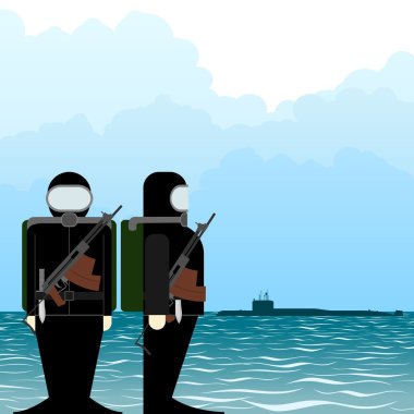 Özel Kuvvetler asker sualtı vurmaya otomatik silahlarla