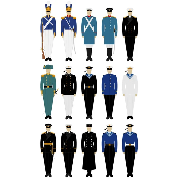 Uniforme de marinheiros russos e soviéticos (1852-1994 gg .) — Vetor de Stock