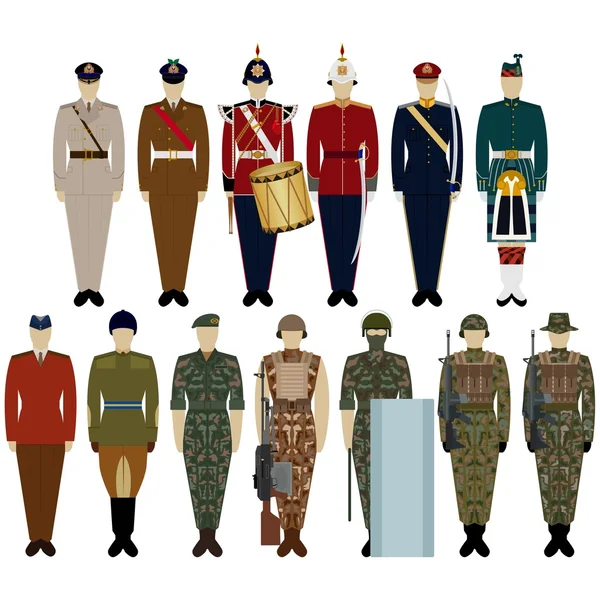 Uniforms of the British Army — Stock Vector