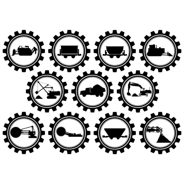 Icônes avec l'équipement de l'industrie minière — Image vectorielle