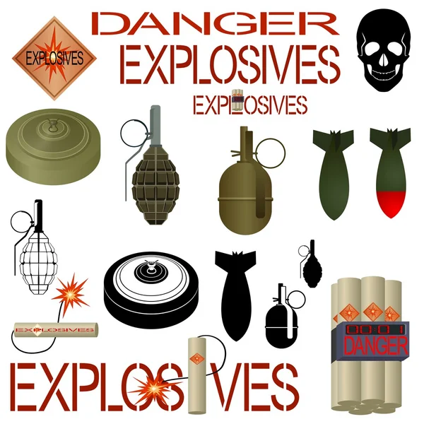 Military and industrial explosives — Stock Vector