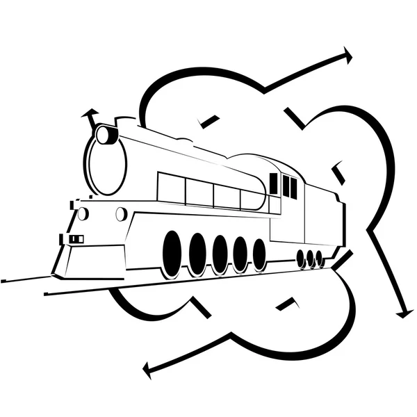 Icona astratta con una vecchia locomotiva — Vettoriale Stock