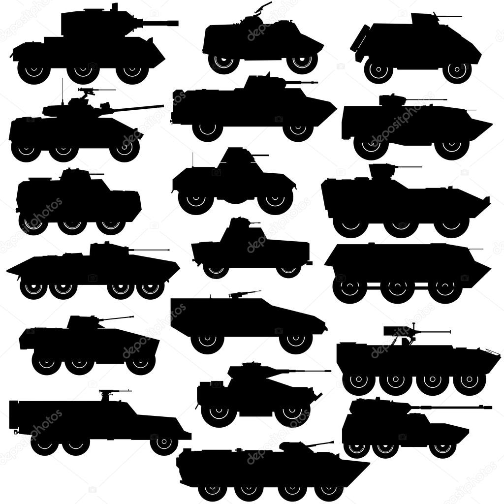 Abstract contour image of modern armored vehicles.