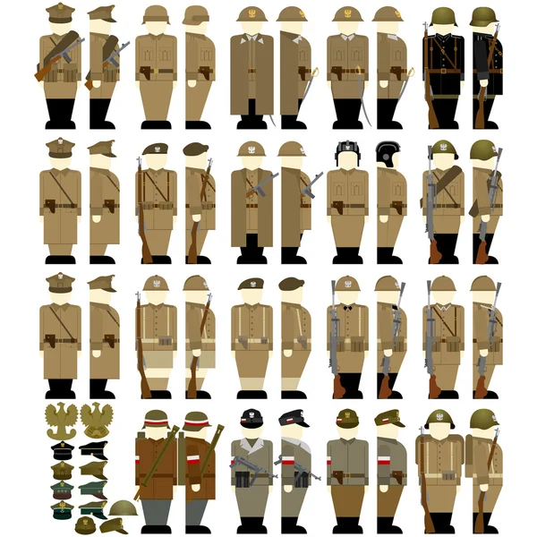 Uniformes del Ejército en Polonia 1939-45 — Vector de stock