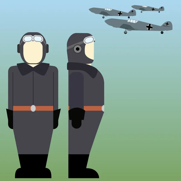 在二次世界大战中，德军的军事飞行员 — 图库矢量图片