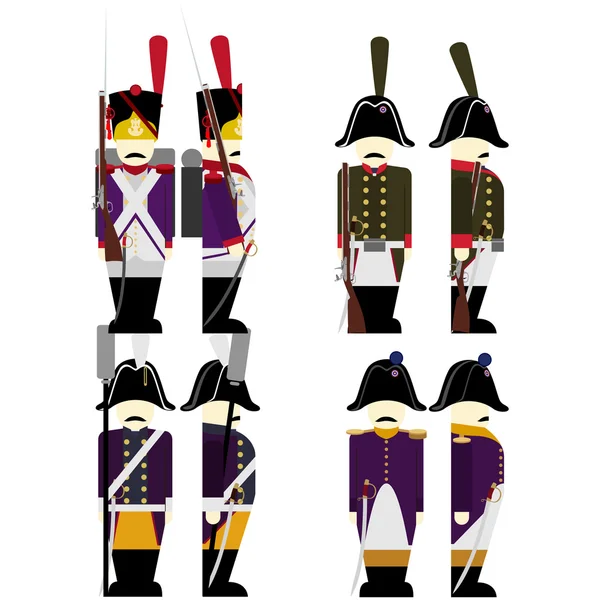Vojenské uniformy armády Francie v roce 1812-4 — Stockový vektor