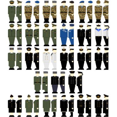 Russian military uniforms clipart