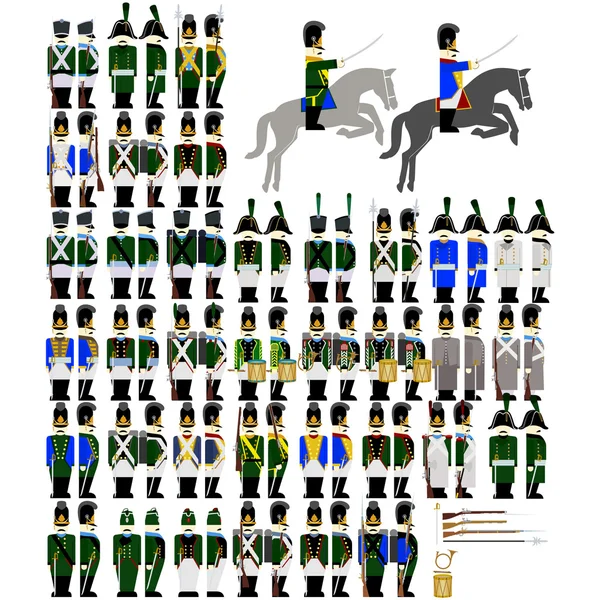 Uniformes militares del ejército de Baviera en 1812 — Vector de stock