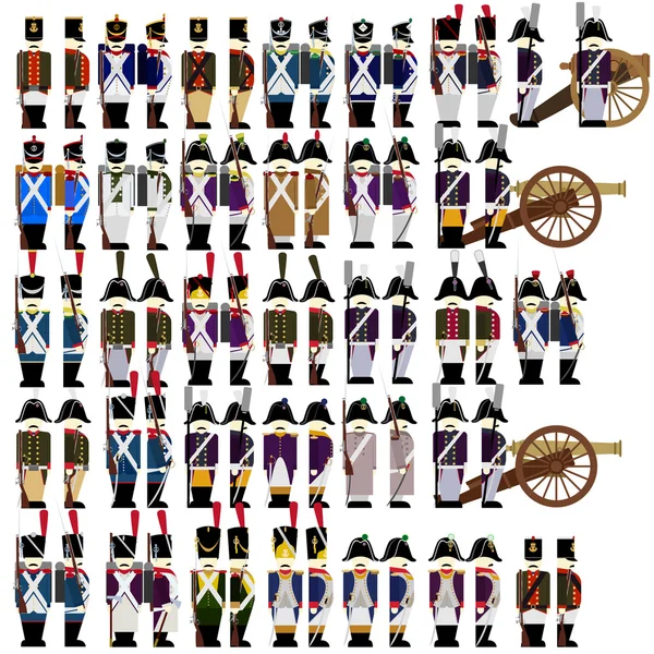 Uniformes militares del ejército francés en 1812 — Vector de stock