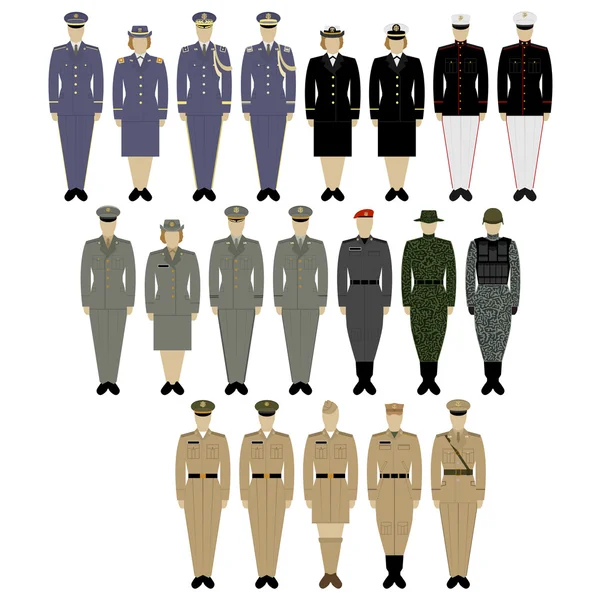 Uniformes militares del Ejército de los Estados Unidos — Vector de stock