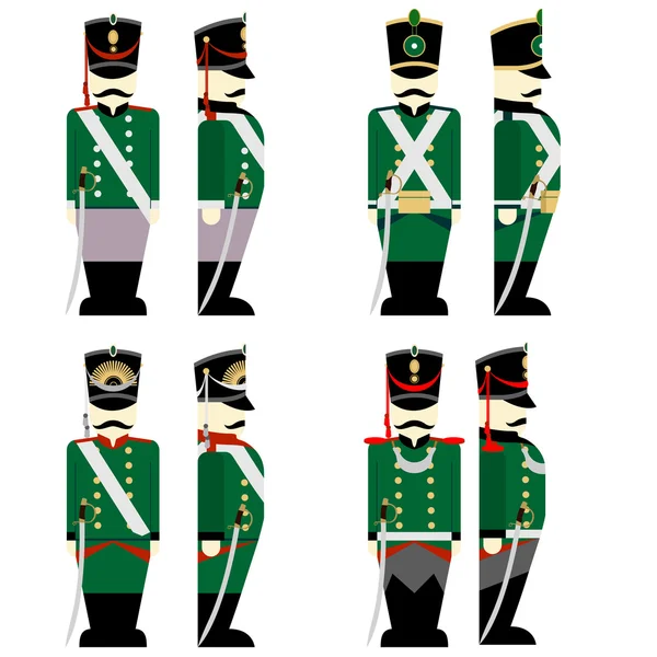 Military Uniforms Russian army in 1812 — Stock Vector