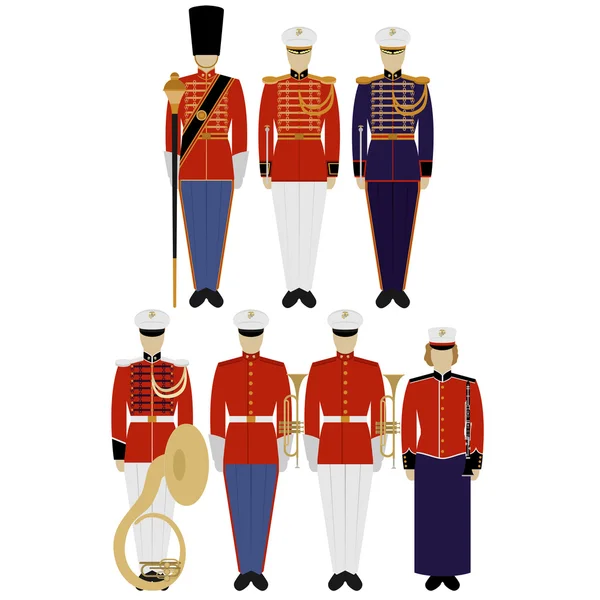 Soldados del Ejército de los Estados Unidos músicos — Vector de stock