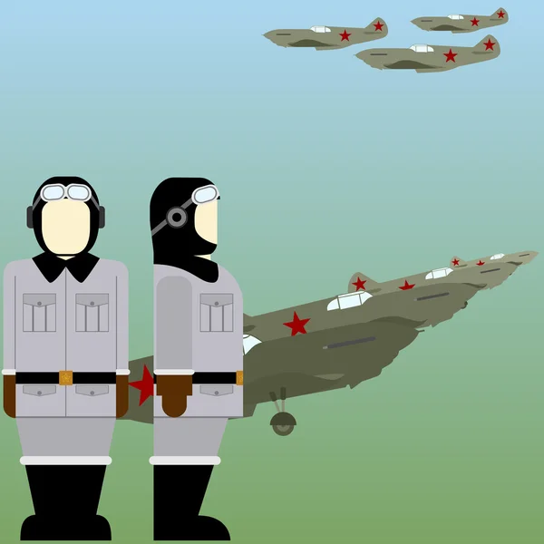 Pilotos soviéticos de la Segunda Guerra Mundial — Vector de stock