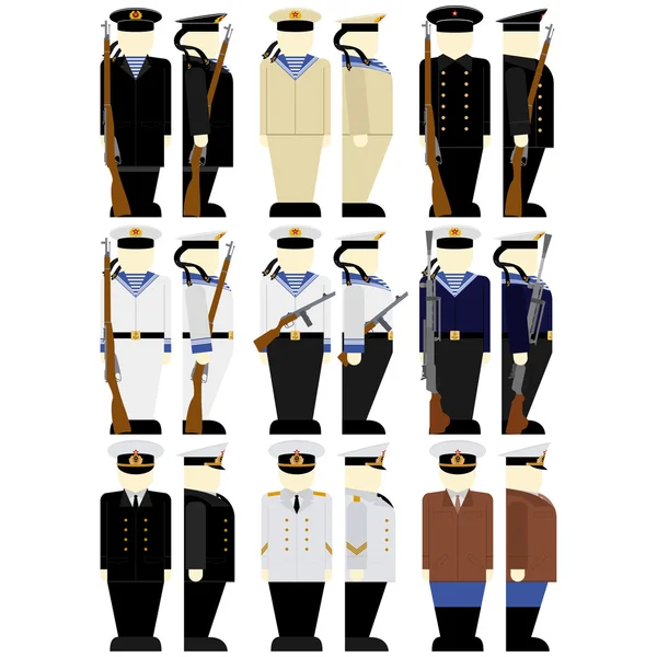 Marins soviétiques et officiers de la Seconde Guerre mondiale — Image vectorielle