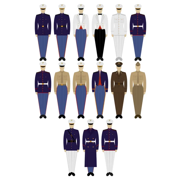 Uniformes militares estadounidenses — Vector de stock