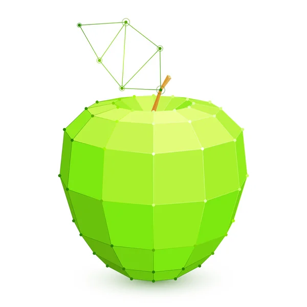 Geometriska grönt äpple — Stock vektor