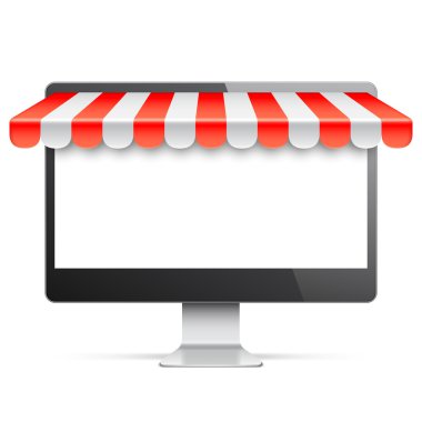 Bilgisayar monitörü kırmızı tenteli