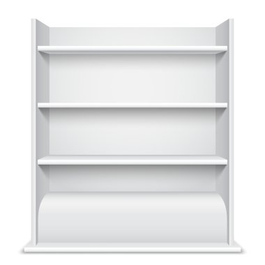 Beyaz vitrin wiyh boş rafları