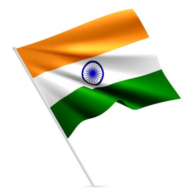Beyaz Arkaplanda Dalgalanan Hindistan Bayrağı