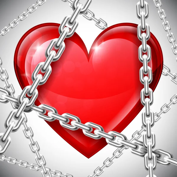 Kalp ve zincirler — Stok Vektör