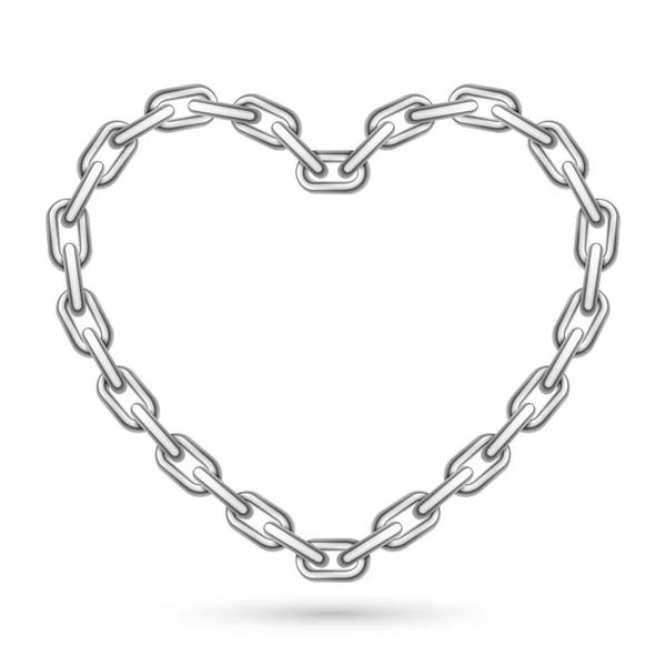 Chaîne en forme de coeur en métal — Image vectorielle