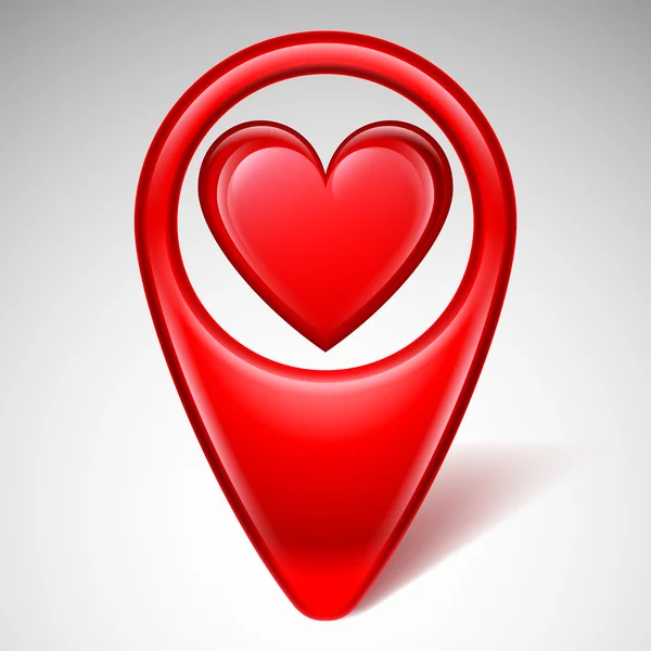 Puntero de mapa de amor — Vector de stock