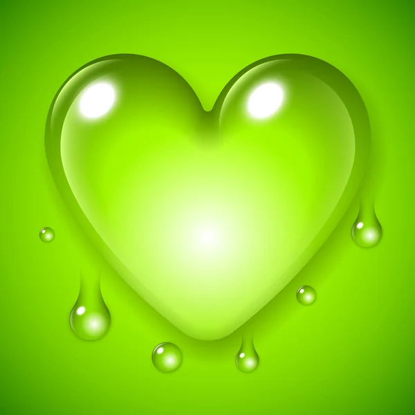 Verde Waterdrop Cuore — Vettoriale Stock