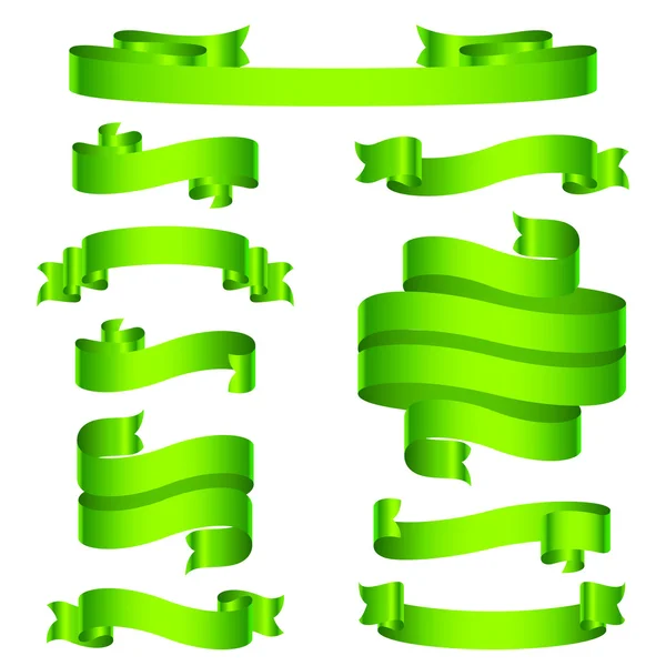 Зеленые ленточки и баннеры — стоковый вектор