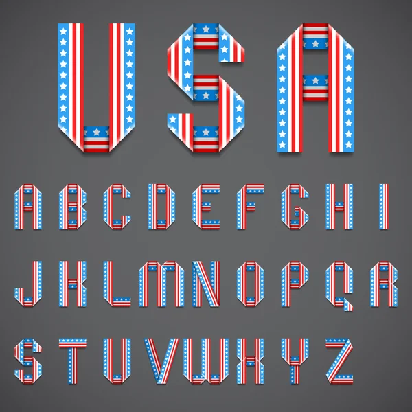 Bandeira americana Folded Font —  Vetores de Stock