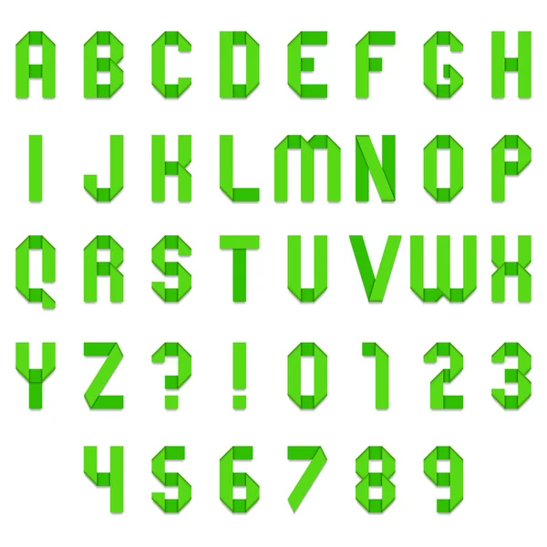 Font carta piegata verde — Vettoriale Stock