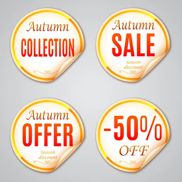 Herfst verkoop stickers — Stockvector