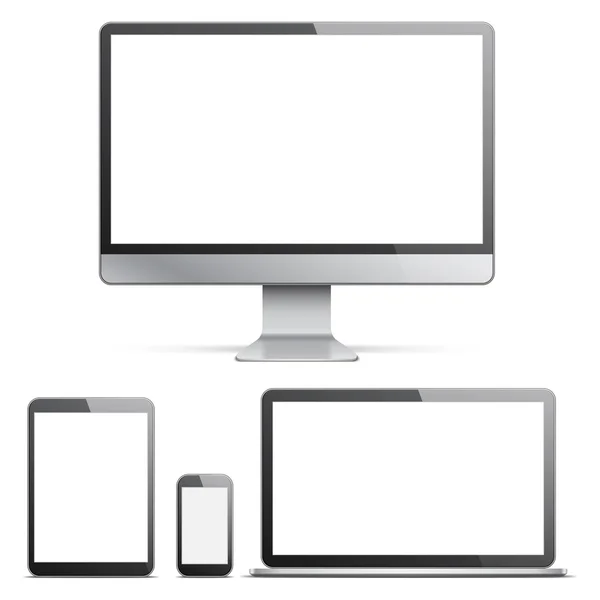 Elektronikus eszközök, fehér képernyő — Stock Vector