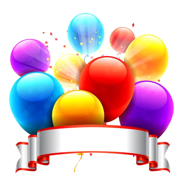 Ballons de couleur et ruban — Image vectorielle