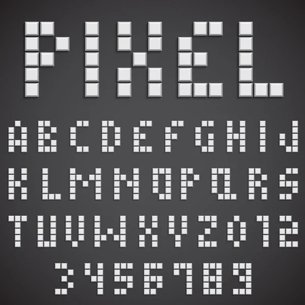 Vit Pixel teckensnitt — Stock vektor