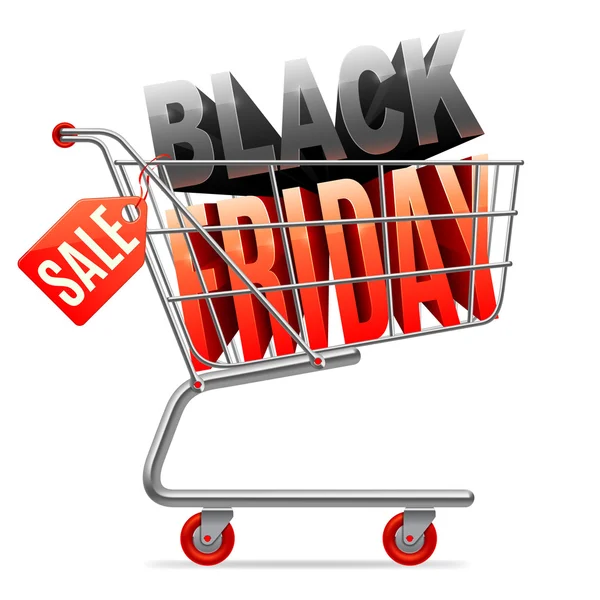 Black Friday Venda Carrinho de compras —  Vetores de Stock