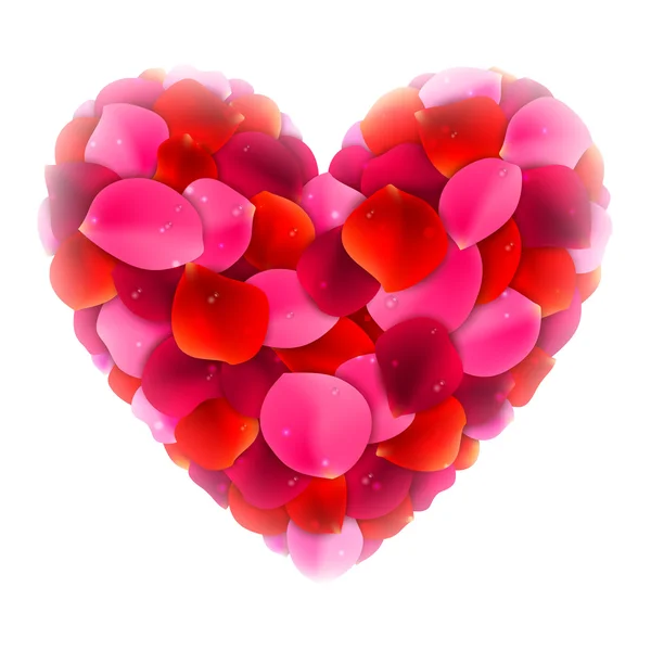 Rose Petals Love Heart — Stock Vector