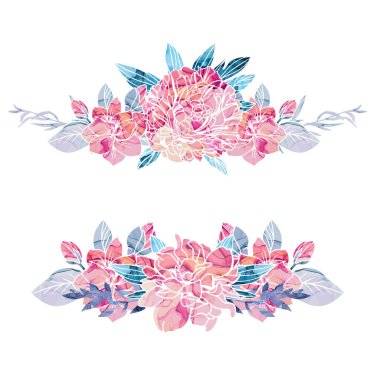 BG üzerinde alkol mürekkebi desenli çiçek buketi.