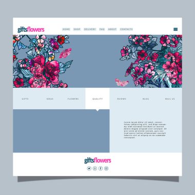 Moda soyut çiçeklerle sayfa şablonu indiriliyor.