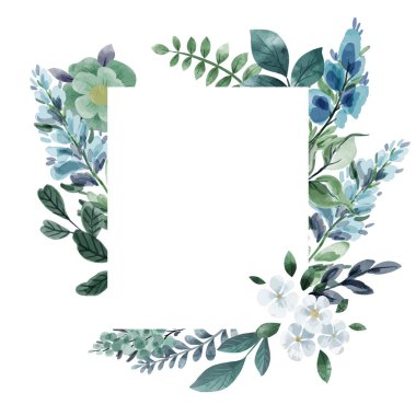 Çiçek deseni, serin yeşillik ve çiçekler.