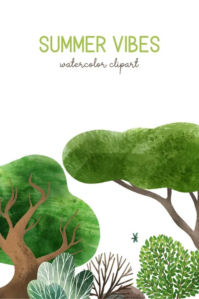 Elemen hutan air, ilustrasi vektor gambar tangan. - Stok Vektor