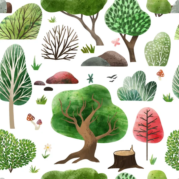 Watercolor forest elements, hand drawn vector illustration. — Stock Vector