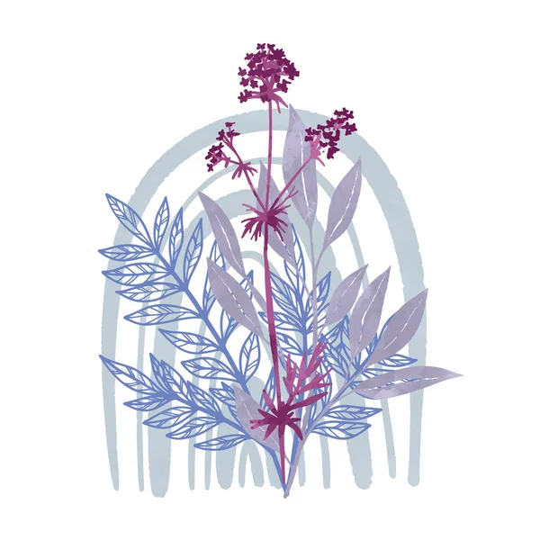 Vahşi çiçek kompozisyonu, el çizimi vektör suluboya — Stok Vektör
