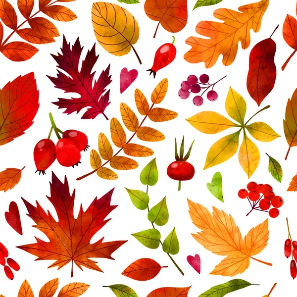Осенние листья, рисунок акварелью вручную — стоковый вектор