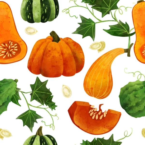 Frisches Gemüse, nahtloses Muster, handgezeichneter Vektor — Stockvektor
