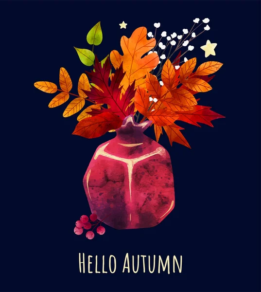Gemütliche Herbstabende, Kartengestaltung, handgezeichnete Kunst — Stockvektor