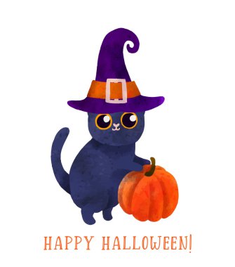 Cadılar Bayramı sanatı, elle çizilmiş vektör suluboya sanat.