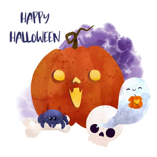 Halloween art, hand drawn vector watercolor art. — Stock Vector