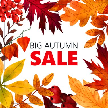 Sonbahar yaprakları çerçeve, sonbahar afişi, el yapımı sanat