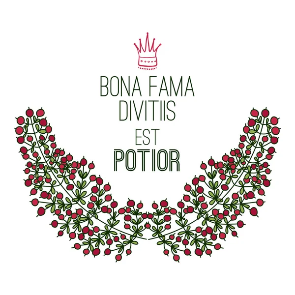 Bona fama divitis est potior, cartolina — Vettoriale Stock